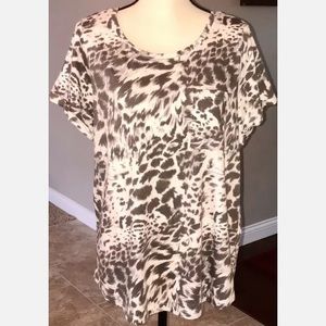 Pretty! Women's Plus 1x Eliane Rose Short Sleeve Animal Print Top/Blouse, Sz 1X